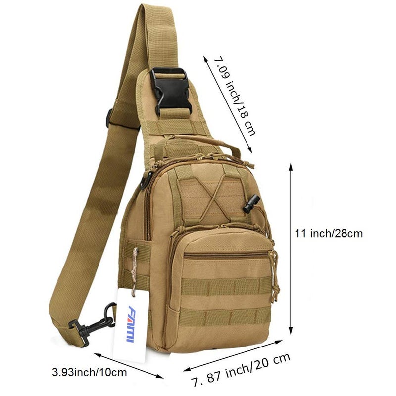 FAMI Outdoor Tactical Bag Backpack, Military Sport Bag Pack Sling Shoulder Backpack Tactical Satchel for Every Day Carry (Tan) - Image 2